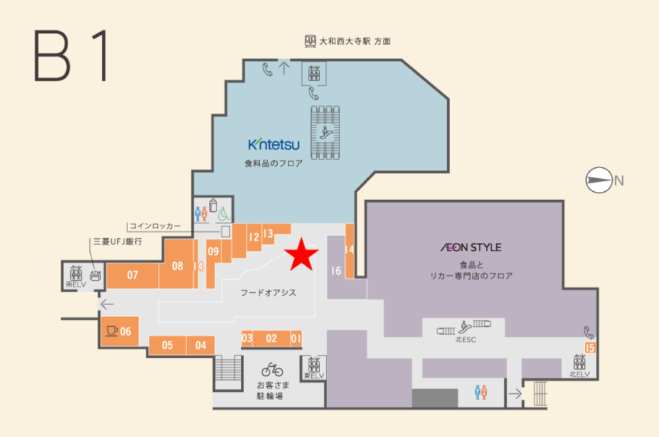 B1F フードコート内スペース マップ
